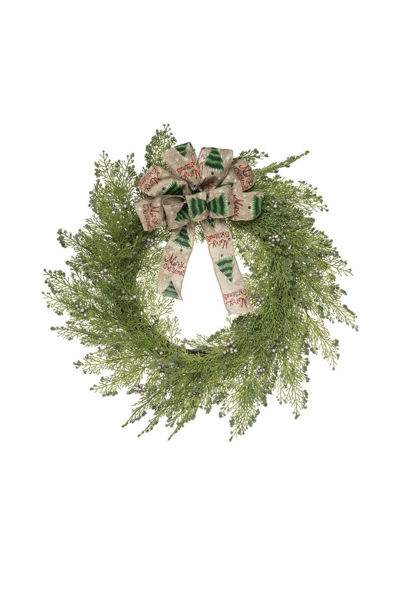 Artificial Green Christmas Merry Wreath, Main, color, Green