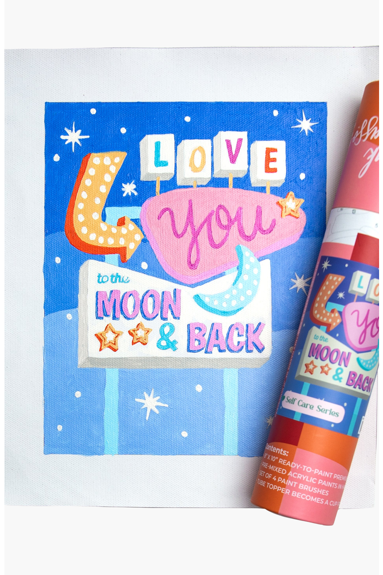 Love You to the Moon & Back Paint-by-Numbers Kit, Alternate, color, Pink / Orange / Blue