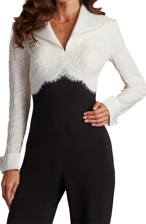 Tadashi Shoji Lace-panel Jumpsuit In Black