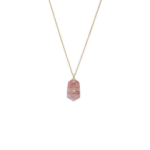 CZ Bezel Unique Shape Natural Stone Necklace