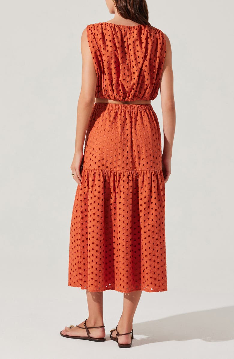 ASTR the Label Nalley Eyelet Tiered Skirt with Pockets, Alternate, color, Rust