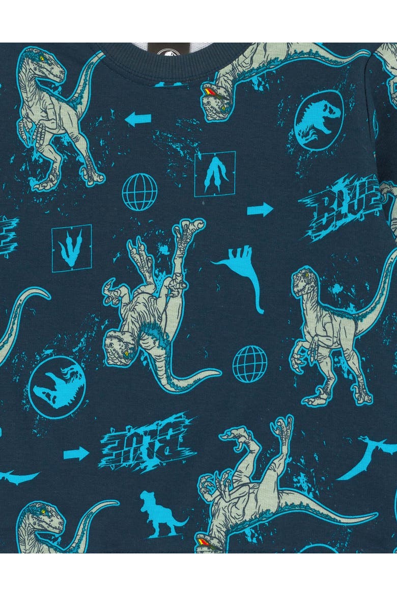 Jurassic Park Blue (Dinosaur) Sweatshirt and French Terry Pants Set, Alternate, color, Blue Raptor Navy