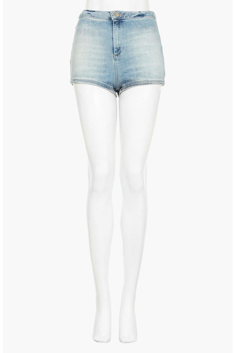 Moto 'Francis' Denim Hot Pants, Main, color, LIGHT DENIM