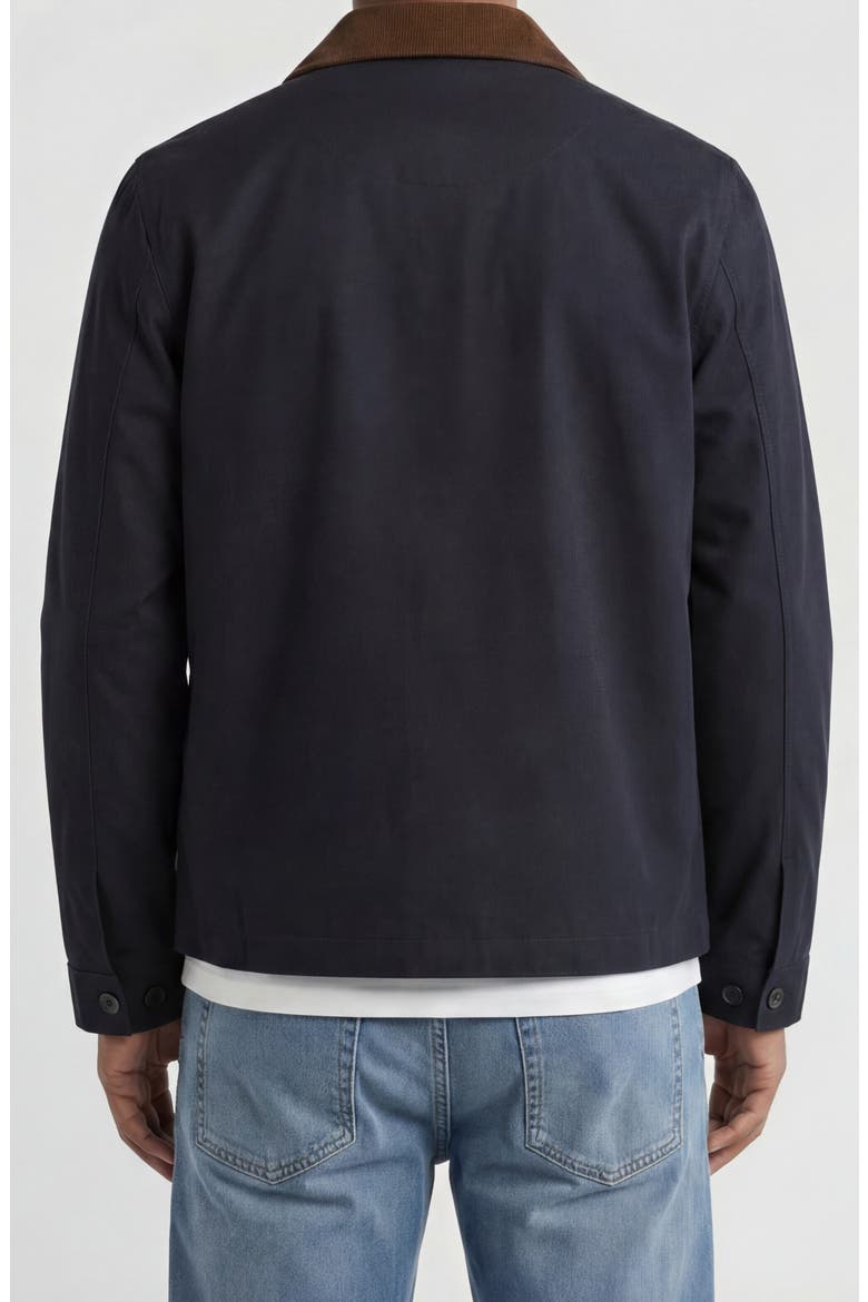 Faux Suede Collar Cotton Canvas Jacket, Alternate, color, NAVY
