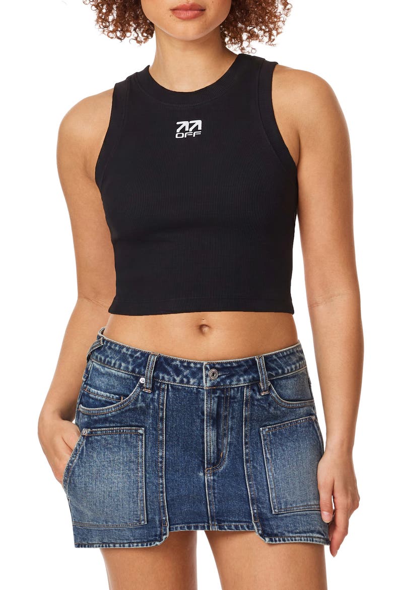 Graphic Rib Crop Tank, Main, color, BLACK NIGHT