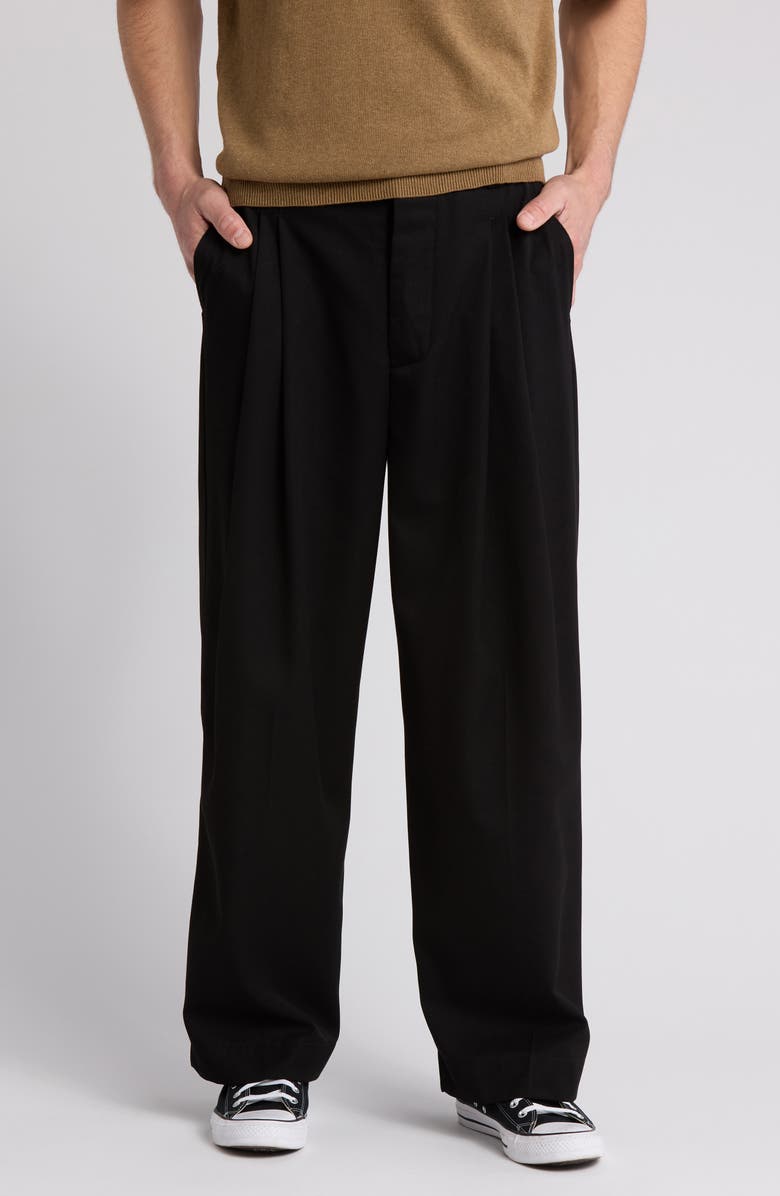 Elwood Courtyard Pleated Wide Leg Pants, Main, color, Soot