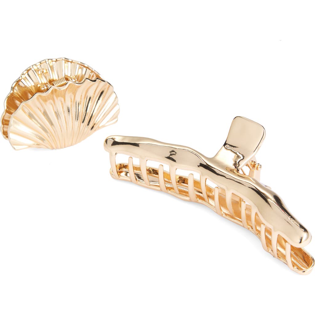 Tasha Assorted 2-pack Metallic Shell Jaw Hair Clips In Gold