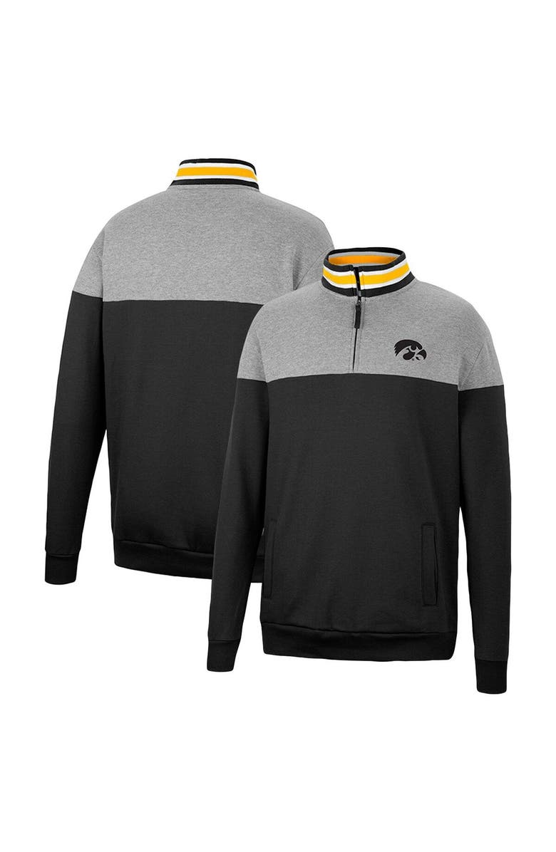 COLOSSEUM Men's Colosseum Black/Heather Gray Iowa Hawkeyes Be the Ball Quarter-Zip Top, Main, color, Black
