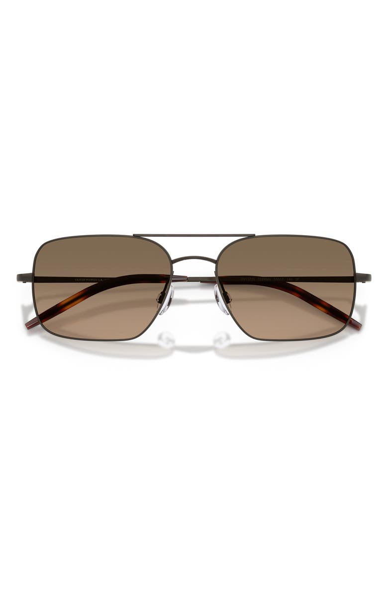 Oliver Peoples 55mm Victory II Polarized Rectangular Sunglasses, Alternate, color, Pewter / Sandstone