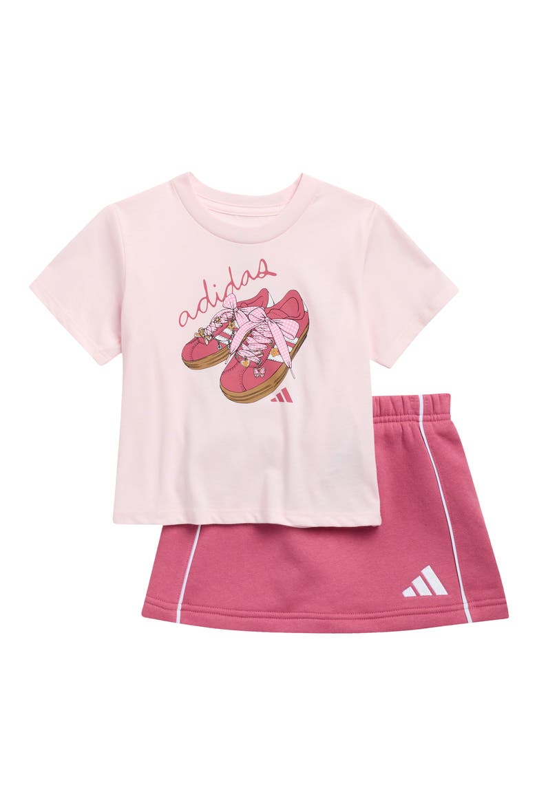 Kids' Logo T-Shirt & Flounce Skirt Set, Main, color, DISTILLED PINK