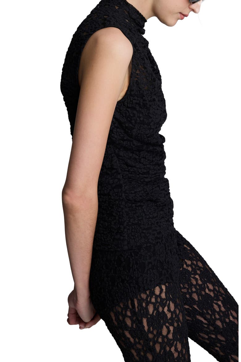 Lace Mock Neck Sleeveless Top, Alternate, color, BLACK