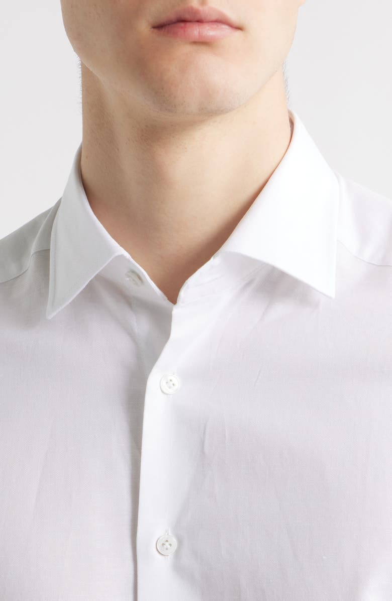 Jack Victor Danforth Stretch Cotton & Linen Blend Dress Shirt, Alternate, color, White