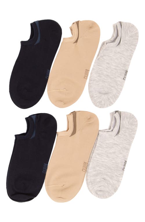 Felina Assorted 6-pack Super No-show Socks In Beige Multi