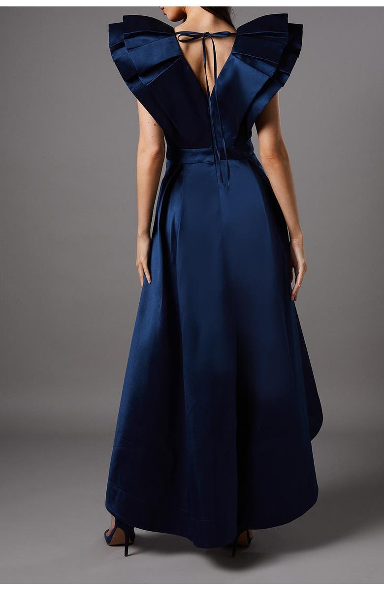 Coast Frill Sleeve V-Neck Midi Dress, Alternate, color, Navy