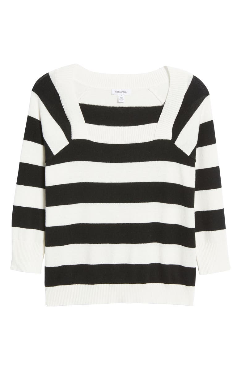 Nordstrom Stripe Cotton & Merino Wool Sweater, Alternate, color,