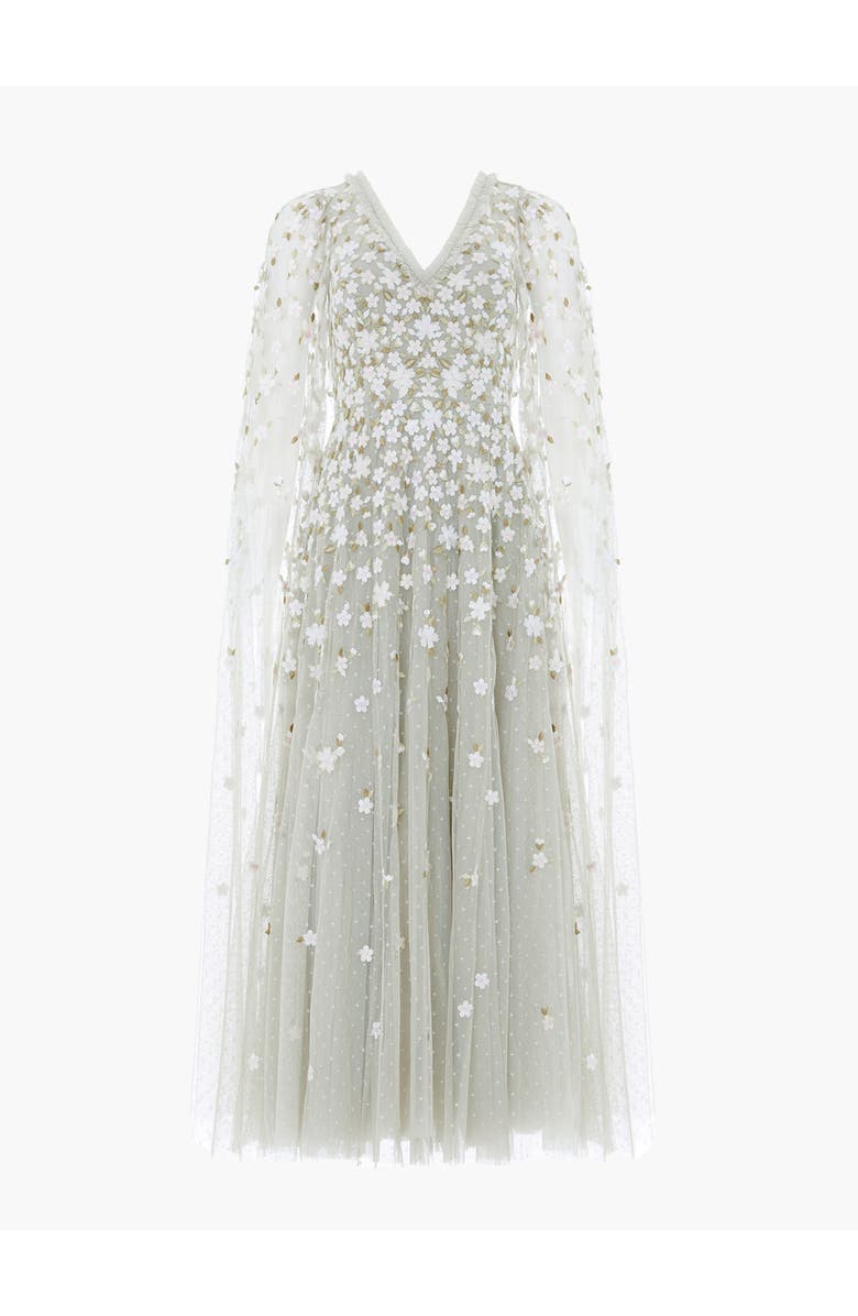 Needle & Thread Camellia Ditsy Cape Sleeve Ankle Gown, Alternate, color, Seafoam/Multi