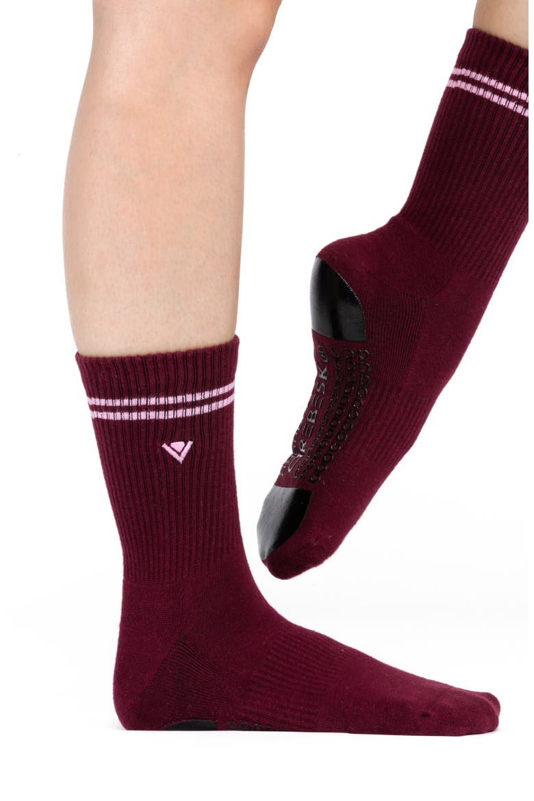2-Pack Classic Crew Grip Socks, Alternate, color, BLACK/BURGUNDY