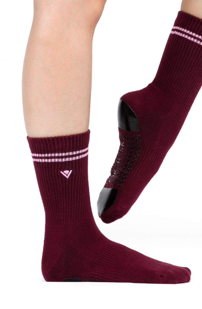 Arebesk 2-Pack Classic Crew Grip Socks, Alternate, color, Black/Burgundy