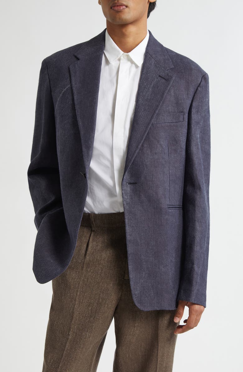 OUR LEGACY Unconstructed Shinjuku Linen Blazer, Main, color, Charcoal Bourdeaux Flow Weave