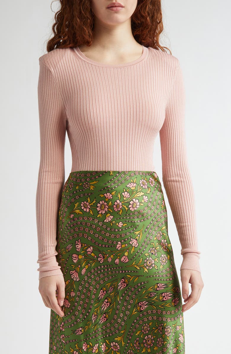 Veronica Beard Acara Rib Sweater, Main, color, Pink Clay