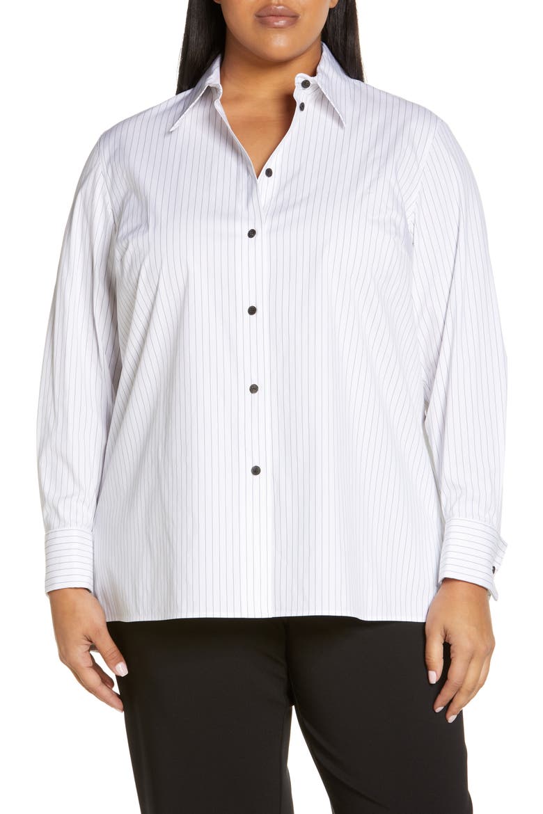 Greyson Stripe Button-Up Blouse, Main, color, BLACK MULTI