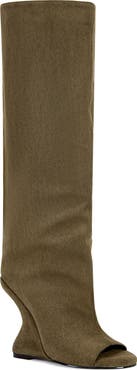 AZALEA WANG Vincent Knee High Open Toe Boot