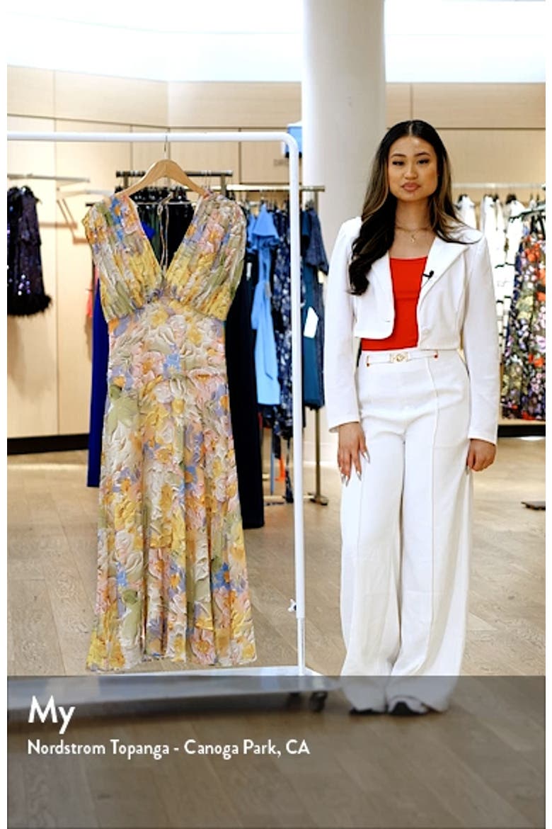 Floral Pleated Bodice Midi Dress video