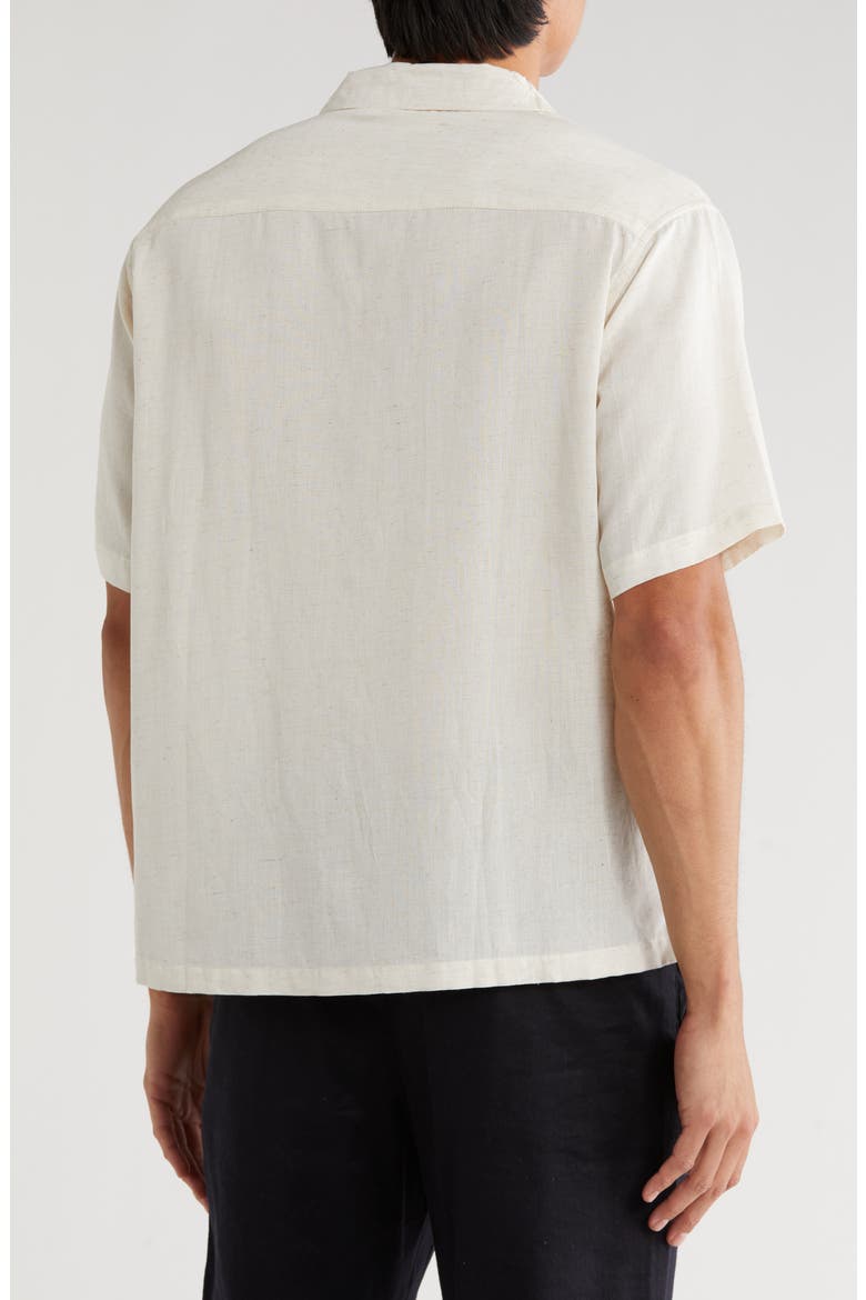 Boxy Fit Floral Embroidered Camp Shirt, Alternate, color, FLAX