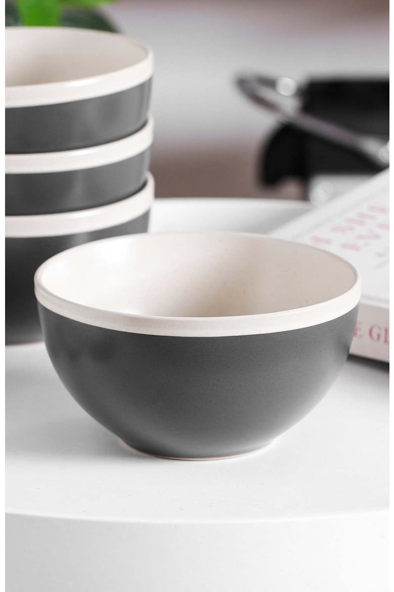 Serenity Stoneware 4-Piece Bowl Set, Alternate, color, Dark Gray and Cream