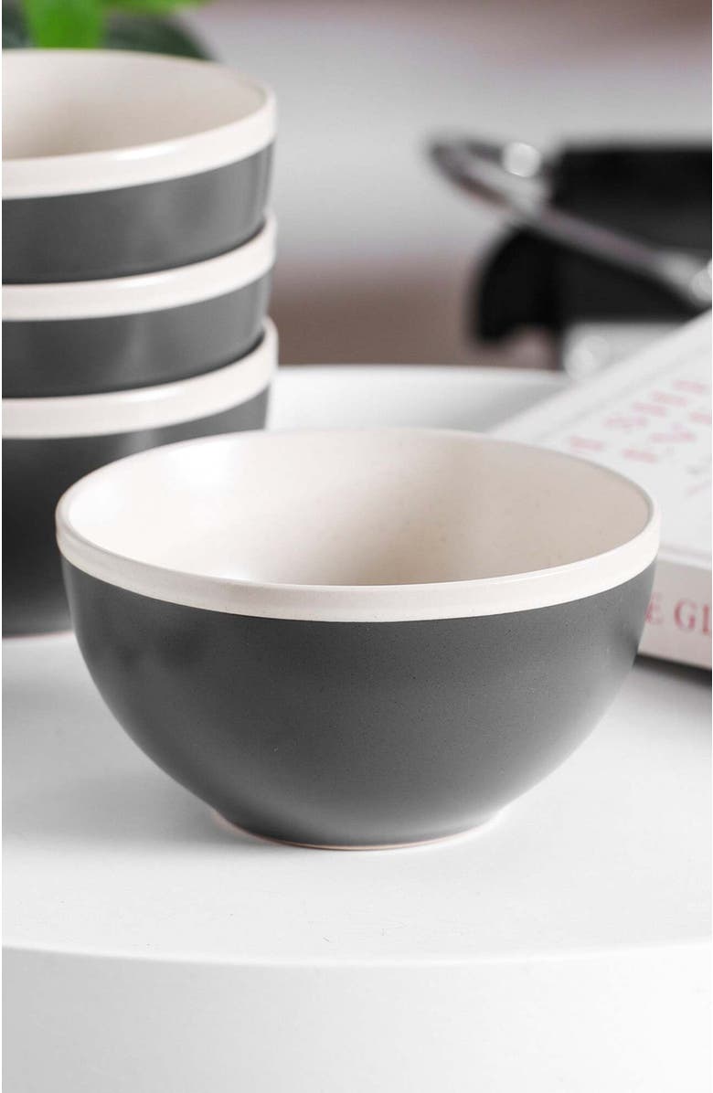 Stone Lain Serenity Stoneware 4-Piece Bowl Set, Alternate, color, Dark Gray And Cream