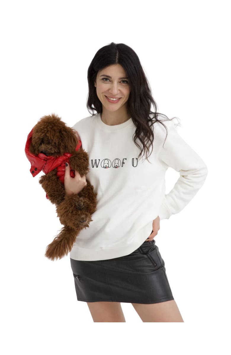 Moshiqa I Woof U Embroidery Sweatshirt, Alternate, color, White