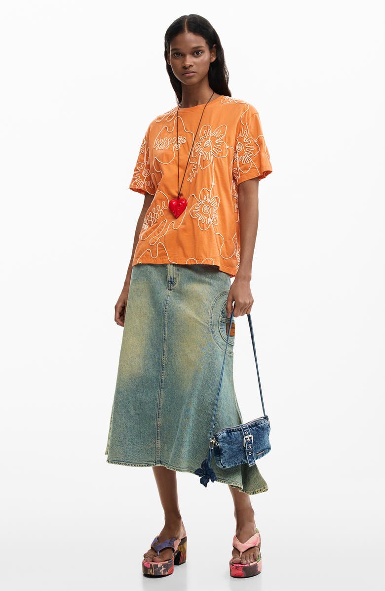 Desigual Appliqué T-Shirt, Alternate, color, Light Orange