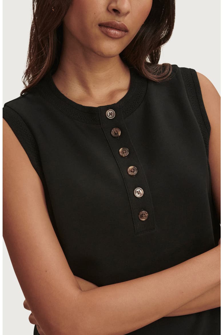 Marla Button Placket Tank, Alternate, color, BLACK