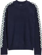 CITY BLUES Embroidered Sleeve Mock Neck Sweater
