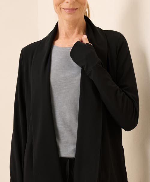 Pact Luxe Stretch Jersey Swing Cardigan In Black