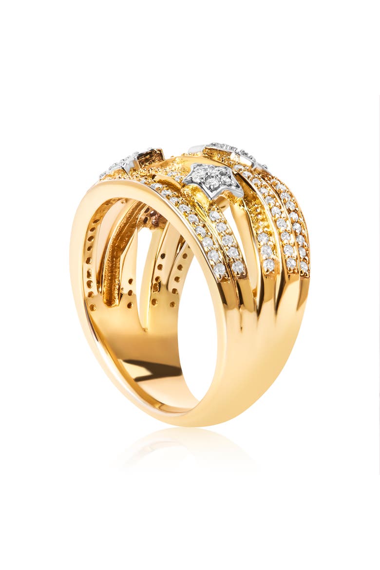 18K Yellow Gold Plated Silver 3/4 Cttw Diamond Star and Galaxy Ring Band, Alternate, color, Yellow Gold over Silver