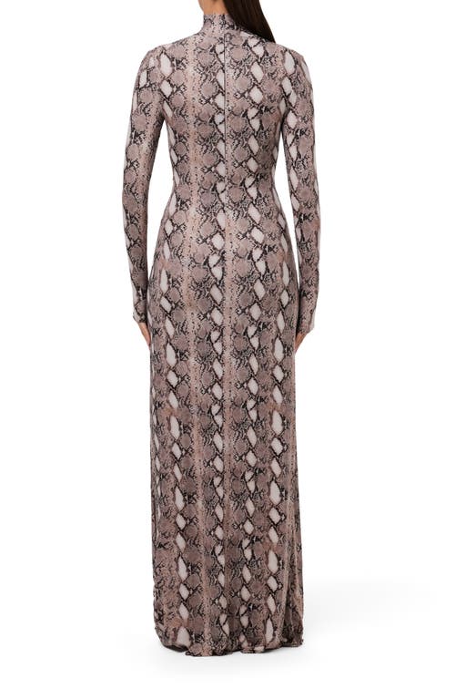 Naked Wardrobe Snake Print Long Sleeve Maxi Dress In Animal Print