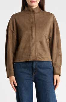Faux Suede Full Zip Jacket