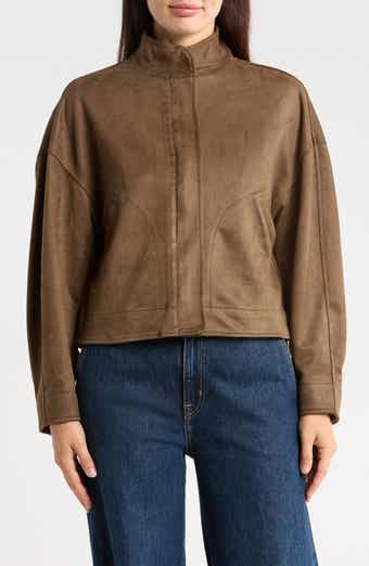 Faux Suede Full Zip Jacket