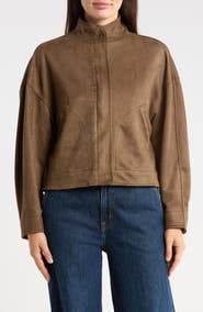 MAX STUDIO Faux Suede Full Zip Jacket
