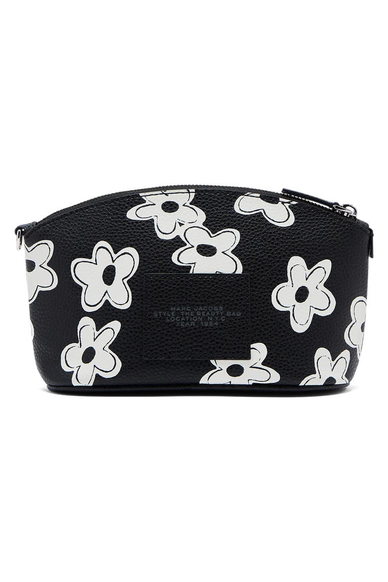 The Daisy Leather Beauty Bag, Alternate, color, BLACK/WHITE