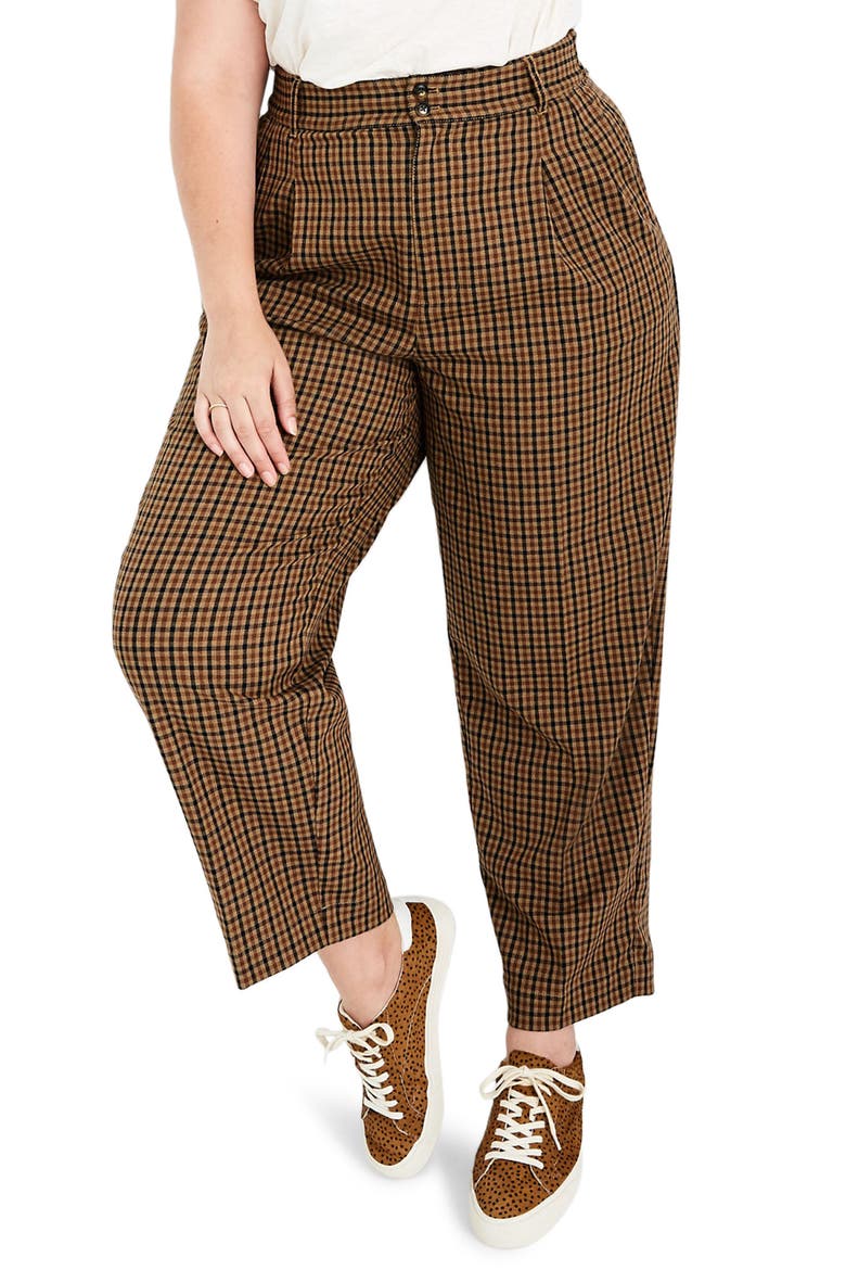 Desert Check Pleated Taper Wide Leg Pants, Alternate, color, DESERT CHECK