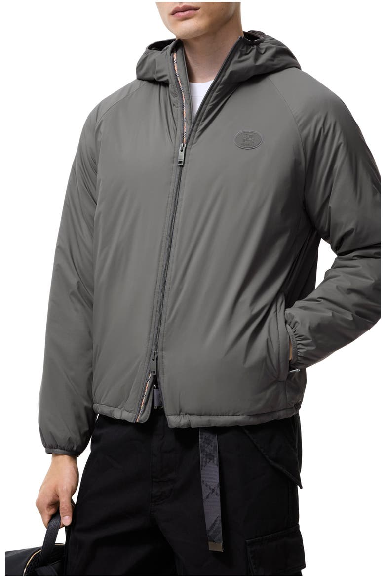 Packable Nylon Dunwich Hooded Jacket, Main, color, Graphite grey