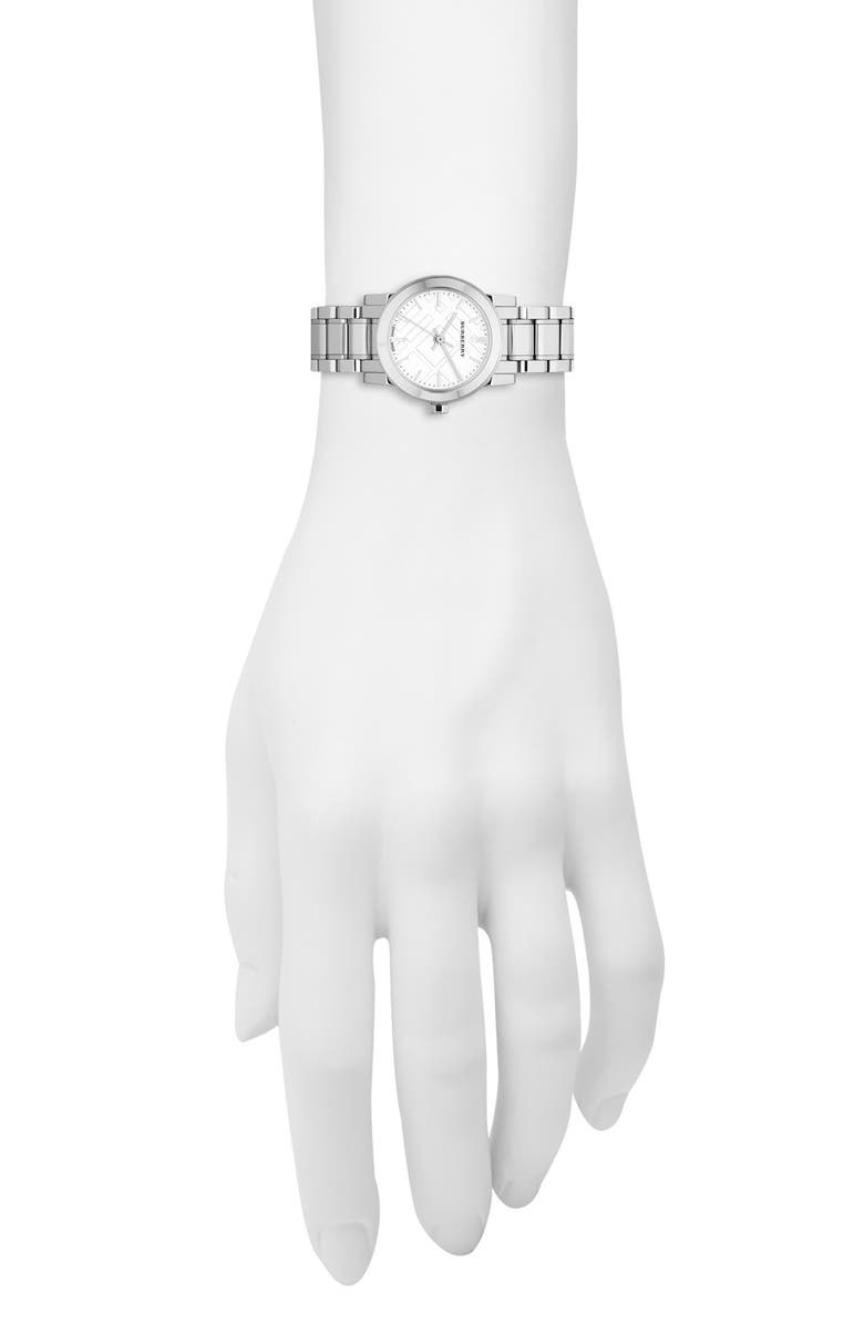 Burberry Small Check Stamped Bracelet Watch, 26mm, Alternate, color, 