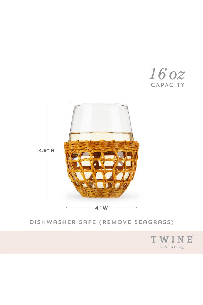 Island Stemless Wine Glasses Set of 2, Alternate, color, Beige