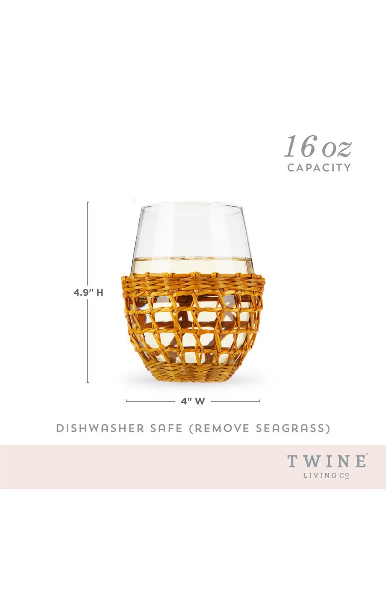 TWINE Island Stemless Wine Glasses Set of 2, Alternate, color, Beige