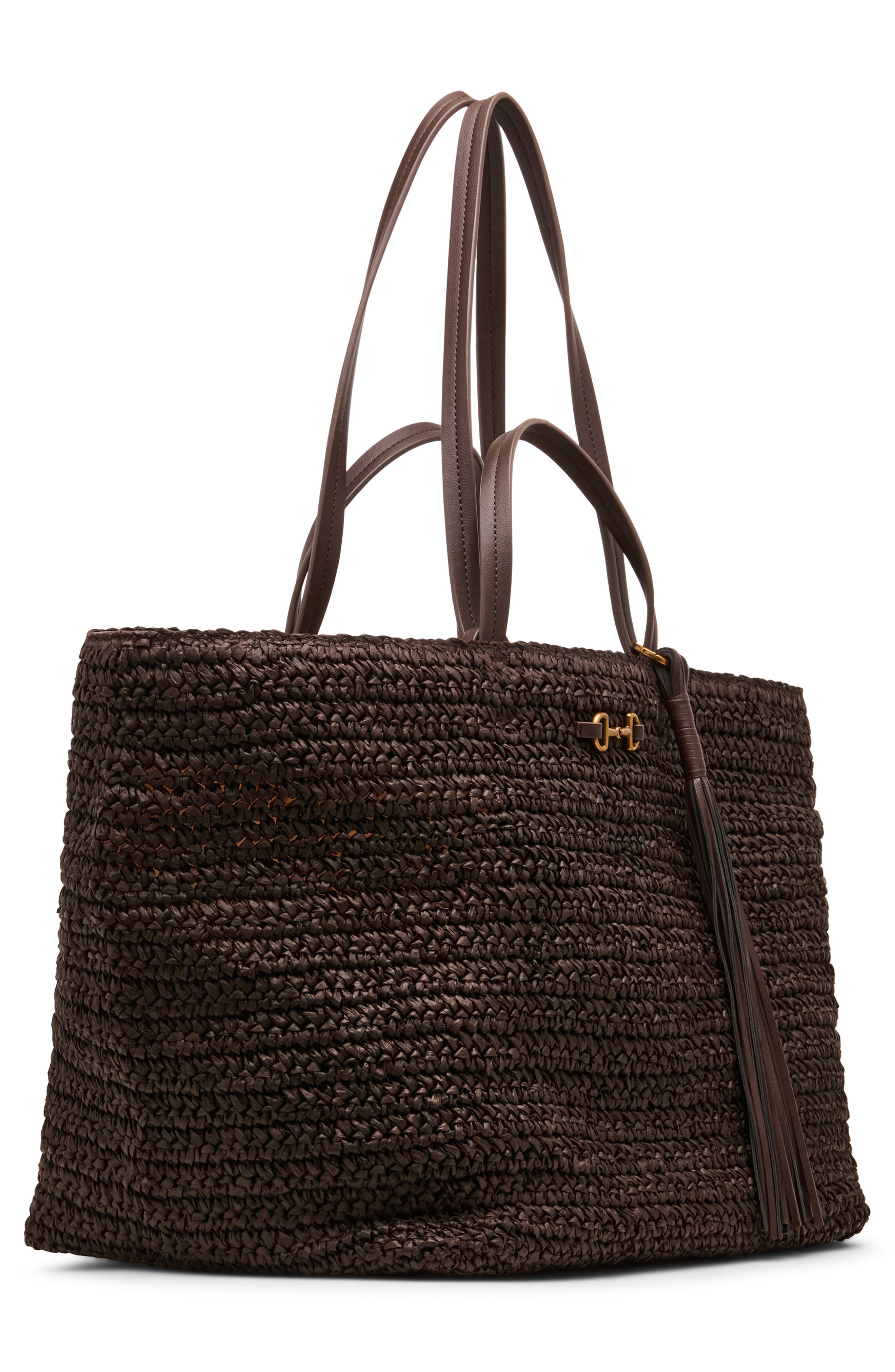 Extra Large Straw Tote, Alternate, color, ESPRESSO