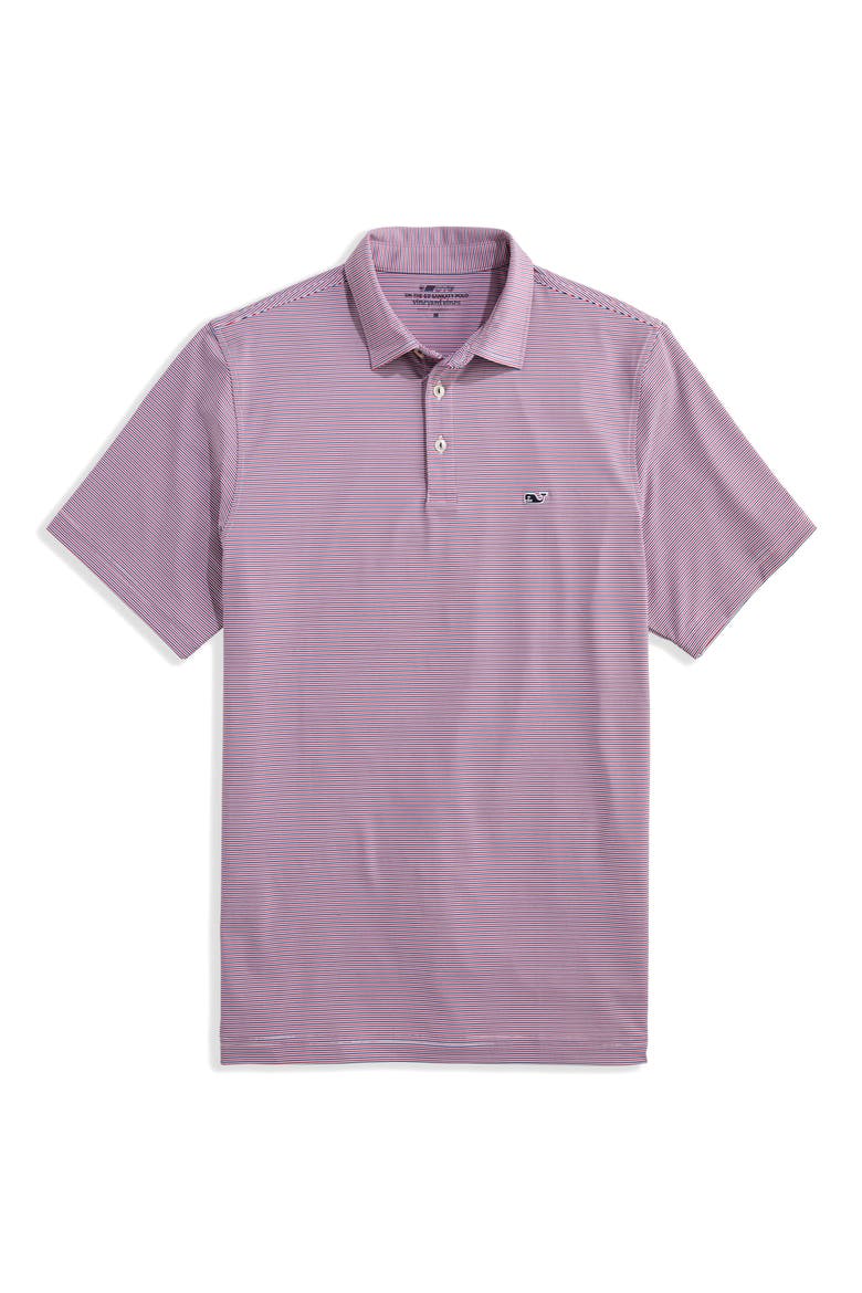 Anegada Stripe Sankaty Performance Polo, Main, color, WHITE/ RED/ MOONSHINE