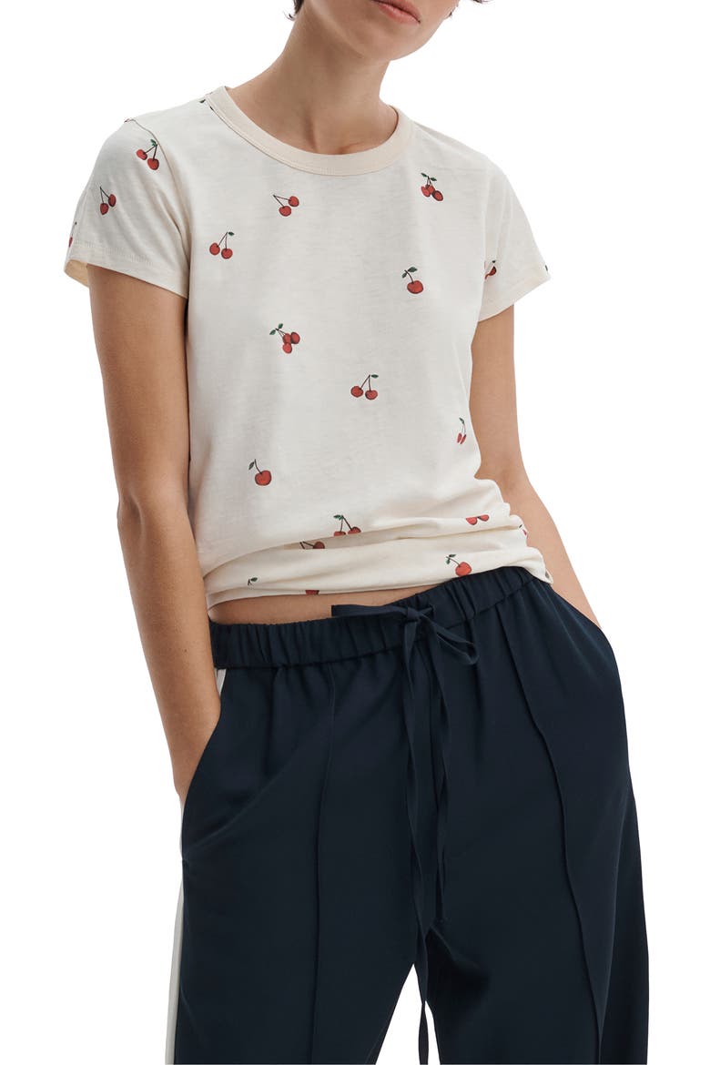 Cherry Print Cotton Graphic T-Shirt, Main, color, WHITE MULTI