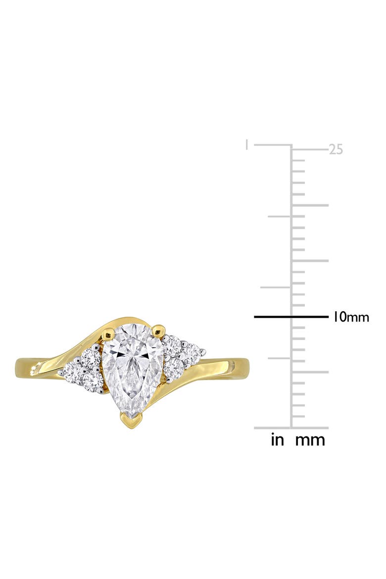 Lab Created Pear Shape Moissanite Ring, Alternate, color, WHITE